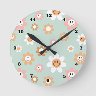 Groovy Daisies Wall Clock Runde Wanduhr