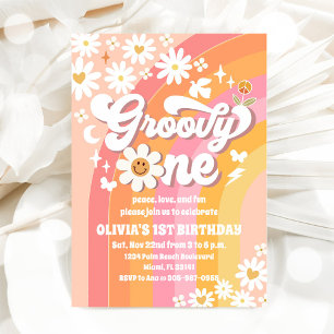 Groovy Daisy 1. Geburtstagseinladung Einladung