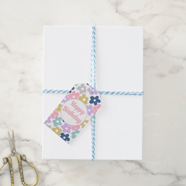 Groovy Daisy Blume Retro Boho Floral Geschenkanhänger (Mit Garn)