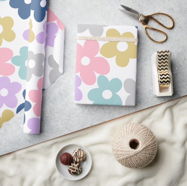Groovy Daisy Blume Retro Boho Floral Geschenkpapier (Kunsthandwerk)