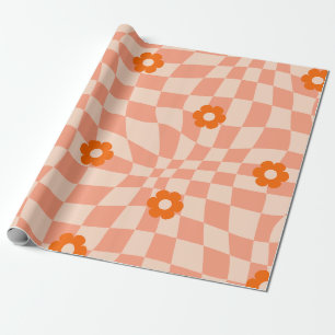 Groovy Daisy Blumen Karo, Y2K 90er Wrappin Geschenkpapier