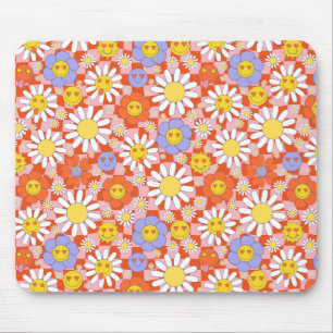 Groovy Daisy Blumen-Karomuster, Y2K 90er  Mousepad