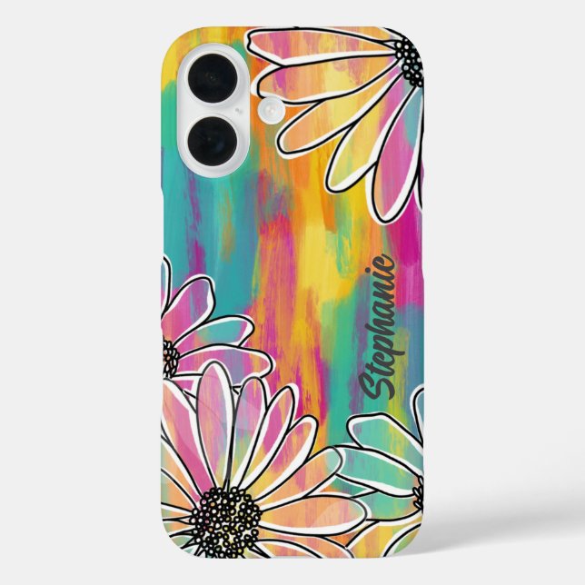 Groovy Daisy Dream - Malerisch handgezeichnete Blü iPhone 16 Hülle (Rückseite)