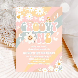 Groovy Daisy Einladung zum ersten Geburtstag