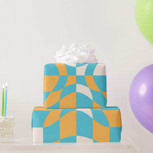 Groovy Daisy Floral Checkerboard, Y2K 90s Wrappin Geschenkpapier