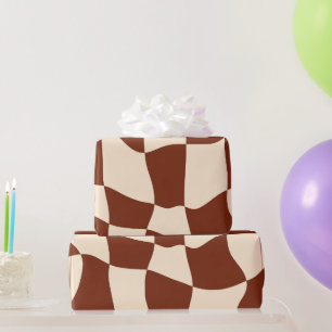 Groovy Daisy Floral Checkerboard, Y2K 90s Wrappin Geschenkpapier