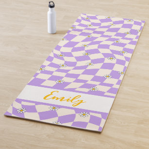Groovy Daisy Floral Checkerboard, Y2K 90s Yogamatte