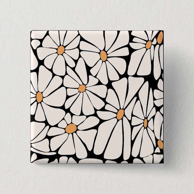 Groovy Daisy Flower Retro  Button (Vorderseite)