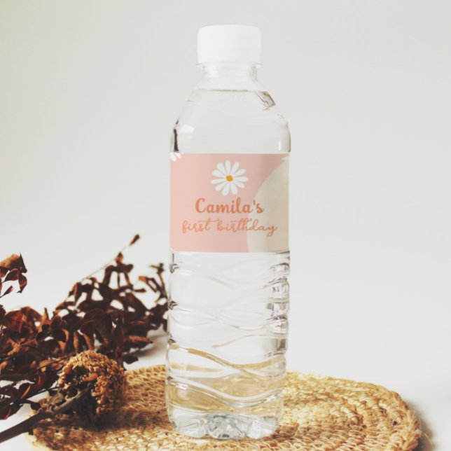 Groovy Daisy Geburtstagsparty Wasserflasche (Von Creator hochgeladen)