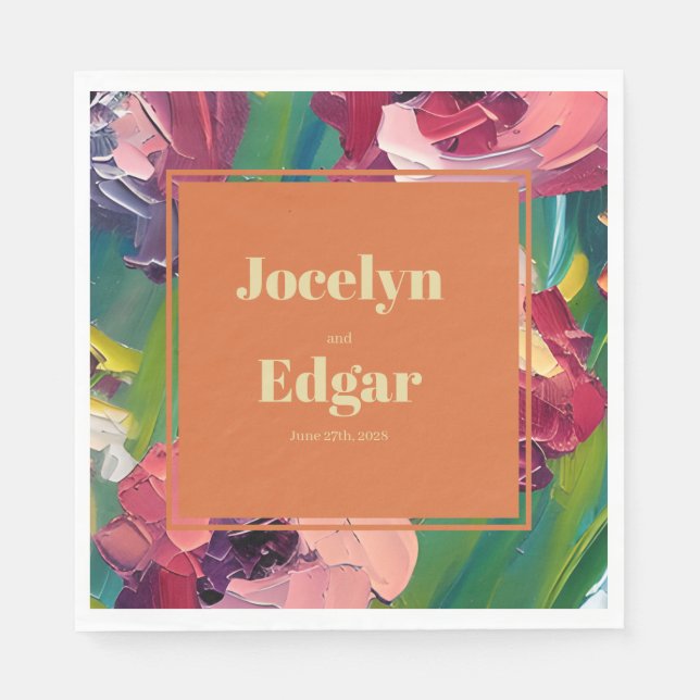 Groovy Deko Painting Wedding Serviette (Vorderseite)