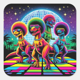 Groovy Dino Beat Disco T-Rex Quadratischer Aufkleber