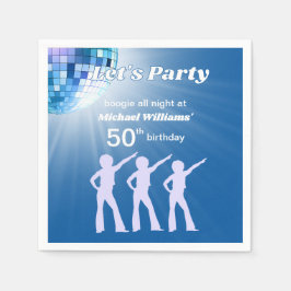 Groovy Disco Ball Blue Mans 50th Birthday Serviette