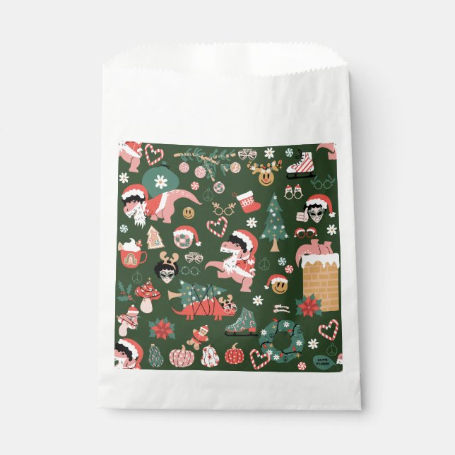 groovy disco ball christmas dinosaurs  geschenktütchen (Vorderseite)