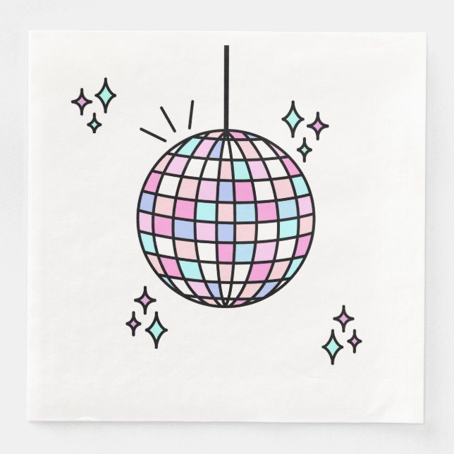 Groovy Disco Ball Geburtstag Serviette (Vorderseite)