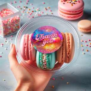 Groovy Disco Ball Hot Pink Glitzer Gold Vielen Dan Runder Aufkleber