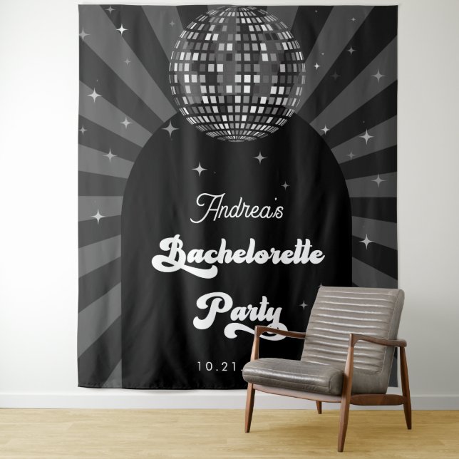 Groovy Disco Ball Junggeselinnen-Abschied Hintergr Wandteppich (Beispiel)