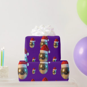 Groovy Disco-Kugel mit Santa-Hut Retro-Party Geschenkpapier