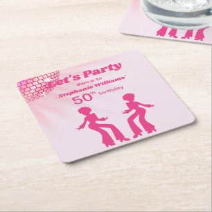 Groovy Disco-Kugel Rosa Lila Frau 50. Geburtstag Rechteckiger Pappuntersetzer