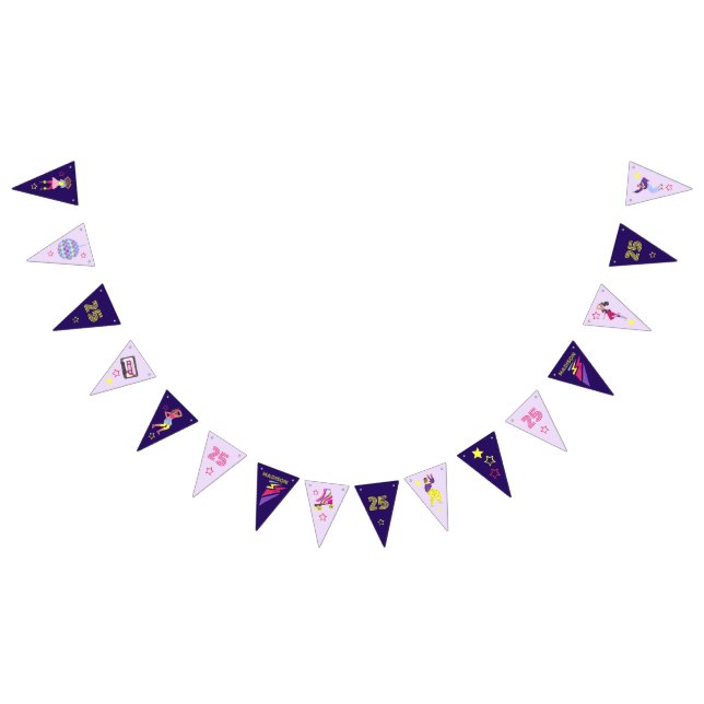Groovy Disco Lila Party Retro 80er 90er Girls Wimpelkette (Alle)