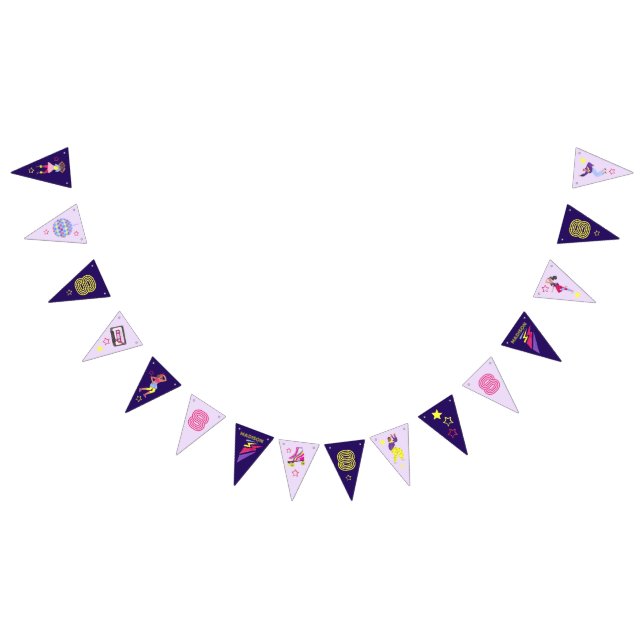 Groovy Disco Lila Party Retro 80er 90er Girls Wimpelkette (Alle)