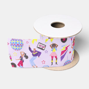 Groovy Disco Lila Party Retro 80er Lila Lila Satinband