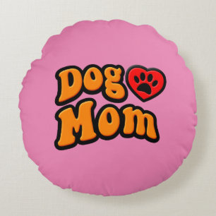 Groovy Dog Mama Zeichnend Rundes Kissen