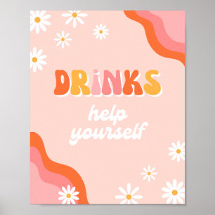 Groovy Drinks Sign Digital Groovy Sign Poster