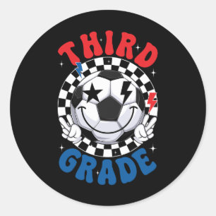 Groovy Drittklässler-Mannschaft Fußball Erster Sch Runder Aufkleber
