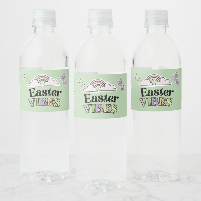 Groovy Easter Bunny Water Bottle Label (Flaschen)