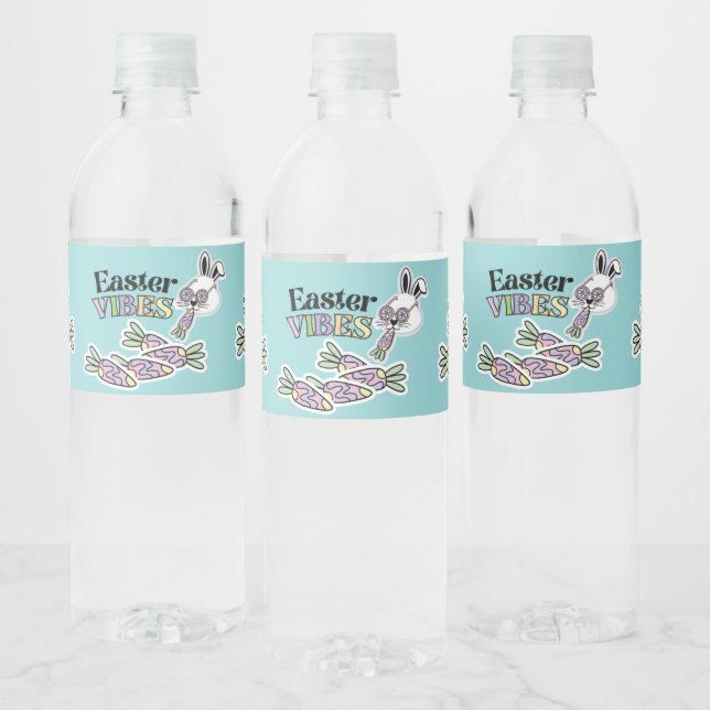 Groovy Easter Bunny Water Bottle Label (Flaschen)
