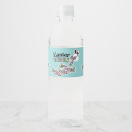 Groovy Easter Bunny Water Bottle Label