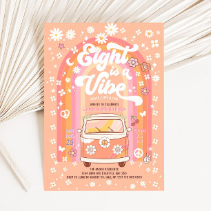 Groovy Eight ist ein Vibe Van Bus zum 8. Geburtsta Einladung