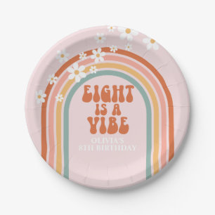 Groovy Eight ist eine Stimmung Gänseblümchen Regen Pappteller