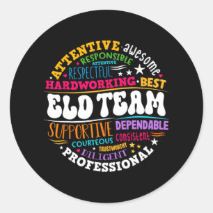 Groovy Eld Team Crew Englischsprachige Entwicklung Runder Aufkleber