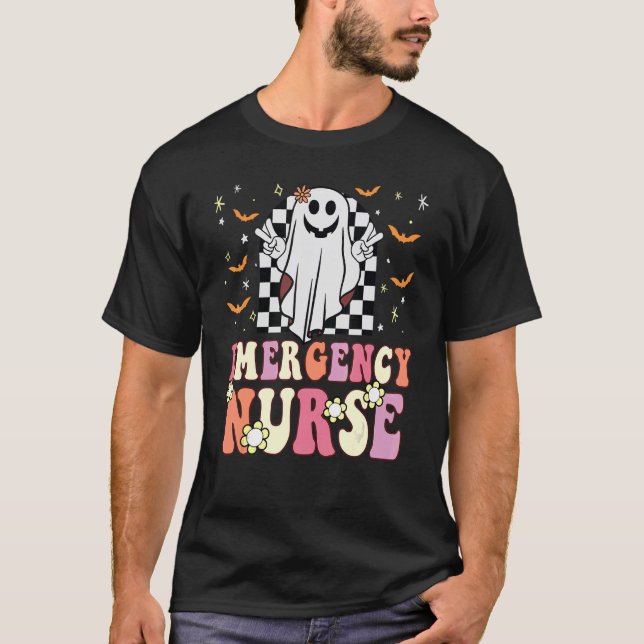 Groovy Emergency Room Nurse Ghost Retro ER Future T-Shirt (Vorderseite)