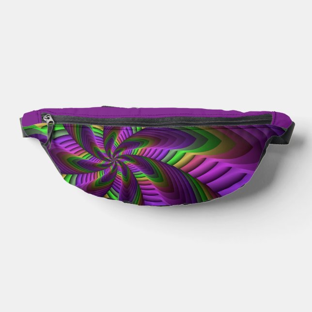 Groovy Energetic Colorful Neon Fraktal Pattern Bauchtasche (Ablage )