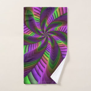 Groovy Energetic Colorful Neon Fraktal Pattern Handtuch