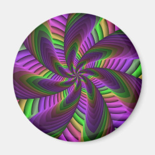 Groovy Energetic Colorful Neon Fraktal Pattern Magnet