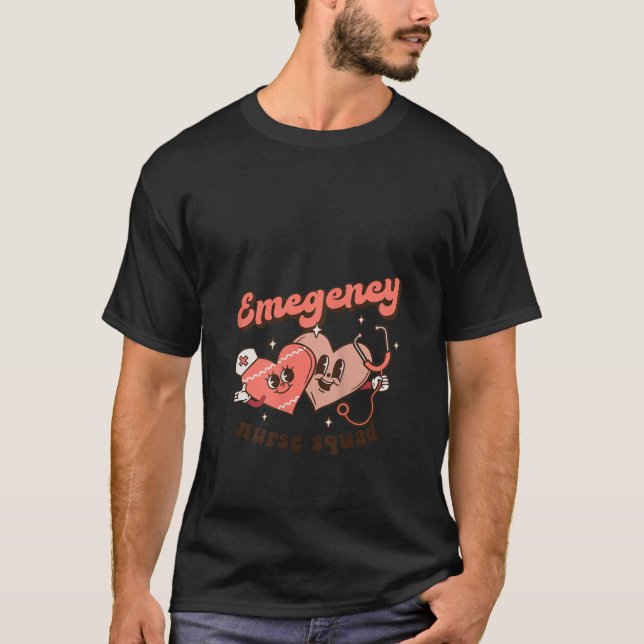 Groovy ER Emergency Room Nurse Squad Valentines Da T-Shirt (Vorderseite)