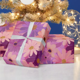 Groovy Erröten Boho Daisy Blumen Garten Muster Geschenkpapier