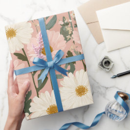 Groovy Erröten Boho Daisy Blumen Garten Muster Geschenkpapier