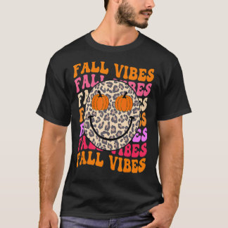 Groovy Fall Vibes Face Retro Thankful Vibes Herbst T-Shirt