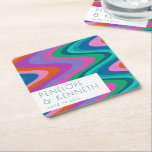 Groovy farbenfrohe Lila Retro Hochzeit maßgeschnei Rechteckiger Pappuntersetzer<br><div class="desc">Groovy farbenfrohe Lila Retro Hochzeitszimmerpapier Untersetzer</div>