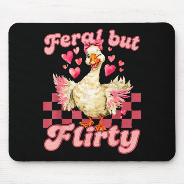 Groovy Feral-but-flirty Silly Goose Valentine Duck Mousepad (Vorne)