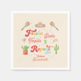 Groovy Fiesta Siesta Tequila Repeat Bachelorette Serviette