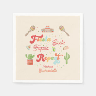 Groovy Fiesta Siesta Tequila Repeat Bachelorette Serviette