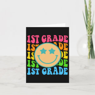 Groovy First Grade Vibes Face Retro Lehrer Byck Karte