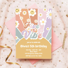 Groovy Five ist ein Vibe Retro Sunshine 5. Geburts Einladung