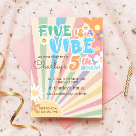 Groovy Five ist ein Vibe Retro Sunshine 5. Geburts Einladung