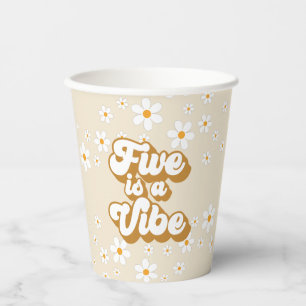 Groovy Five ist eine Stimmung Retro Gänseblümchen Pappbecher